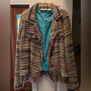 New Directions Multicolor Fringe Blazer